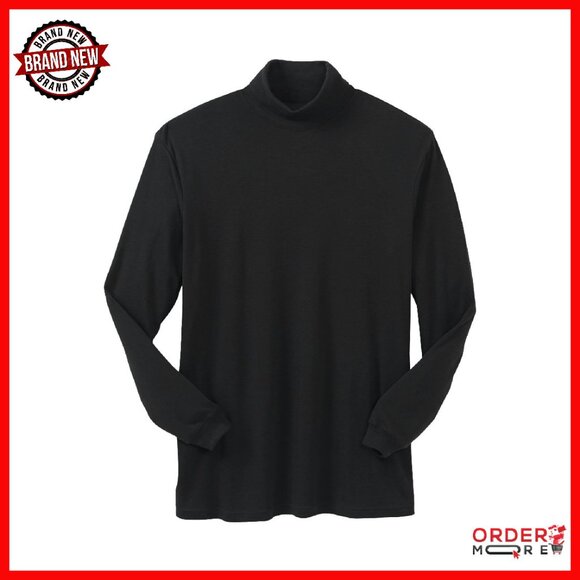 Men's Big & Tall Turtleneck Long-Sleeve Tee - Relaxed Fit Cotton